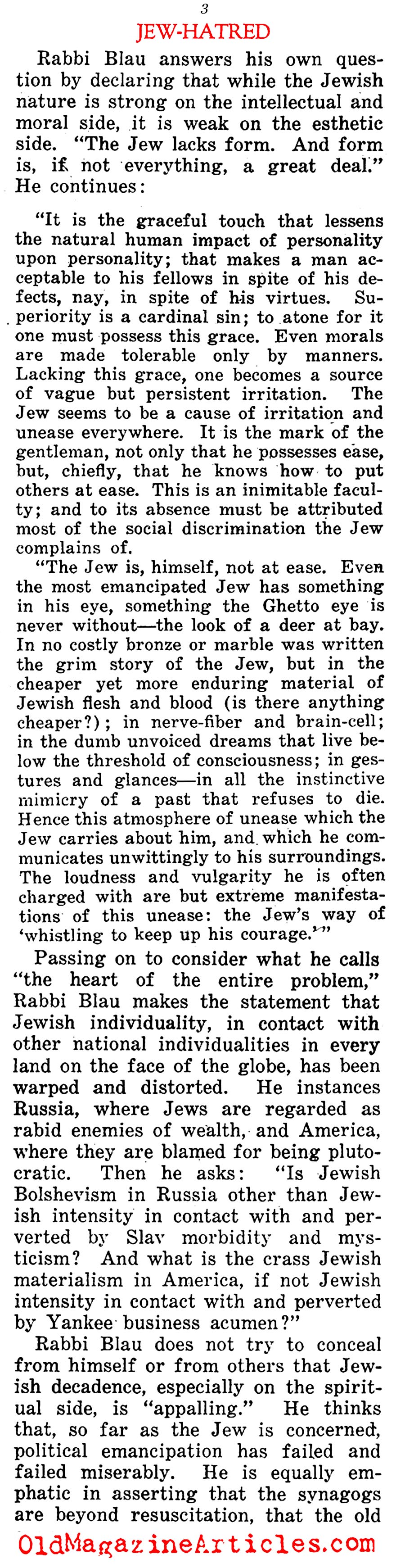 A Zionist Explanation of Jew-Hatred (Current Opinion, 1922)